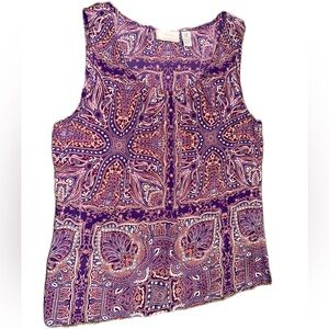 Chicos Boho Purple Paisley Tank. Size 0. EUC